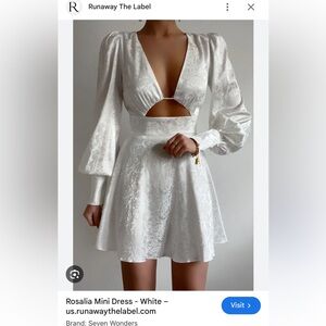 Runaway the label sold out Rosalia white satin long sleeve dress size XS